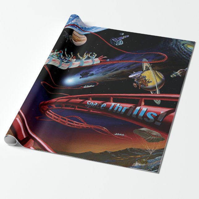 Rymdspänning Kosmisk Berg-och-dalbana Konstnärskon Presentpapper (Utrullad)