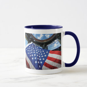 Rymdstation Amerikansk Flagga Jorden Omloppsbana Mugg