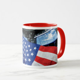 Rymdstation Amerikansk Flagga Jorden Omloppsbana Mugg