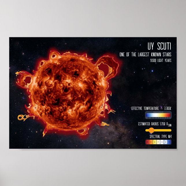 Rymdstjärnor Astronomi Största Stjärnan Vetenskapl Poster (Framsidan)