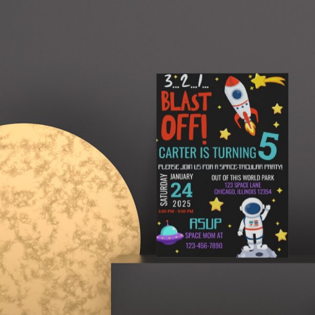 Rymdtakulär Party Astronaut-födelsedag Inbjudningar (Skapare uppladdad)