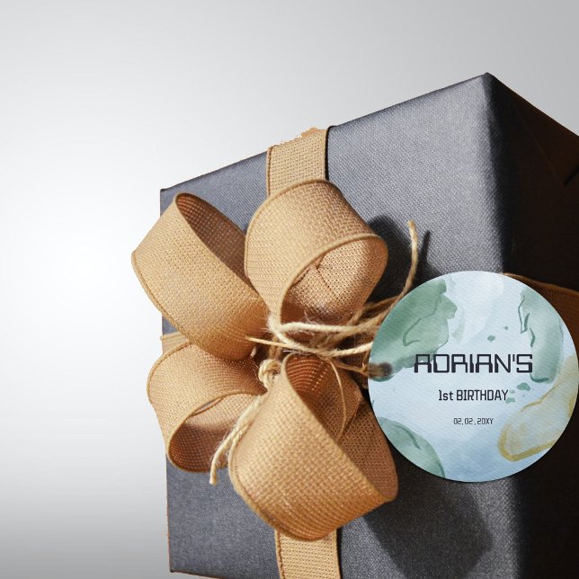 Rymdteknik, Födelsedagsfest, jordglob Gåvor Etiketter (Earth Space Favor Tags)