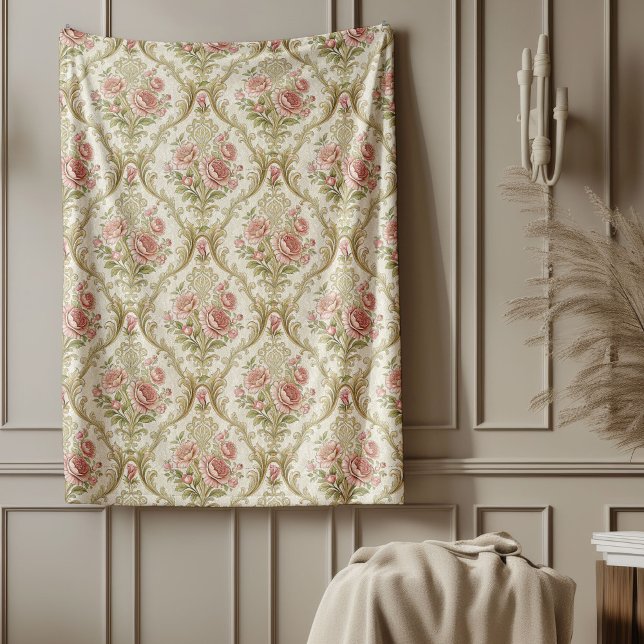 Rymdteknik för avfinad Blommigt, Chic, Elegant Fleecefilt (Refined Floral Damask Blanket Chic Elegant Space)