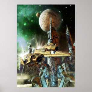 Rymdteknik och främmande planet poster