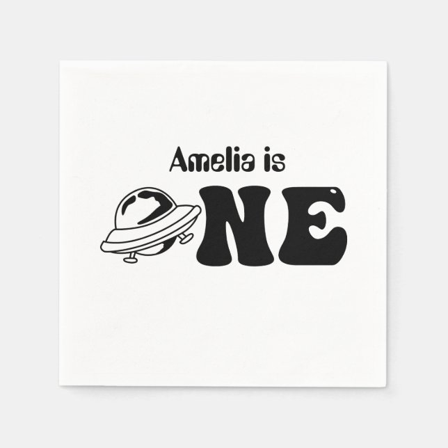 Rymdtema 1:a Anpassningsbarna på födelsedagen, UFO Pappersservett (Framsidan)