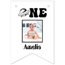 Rymdtema 1:a födelsedag 12 månaders fotobanderoll