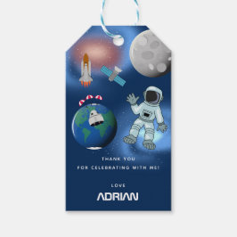 Rymdtema-födelsedagsfest för astronaut i galaxen presentetikett