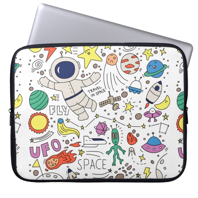 Rymdtema i illustrationen Dodle stil Laptop Fodral (Framsidan)
