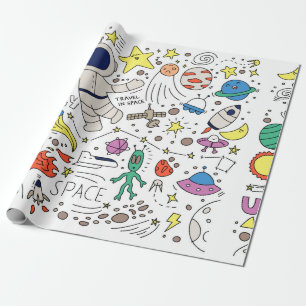 Rymdtema i illustrationen Dodle stil Presentpapper