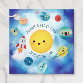 Rymdtema Rymden Rocket 1:a födelsedag Gåvor Etiketter