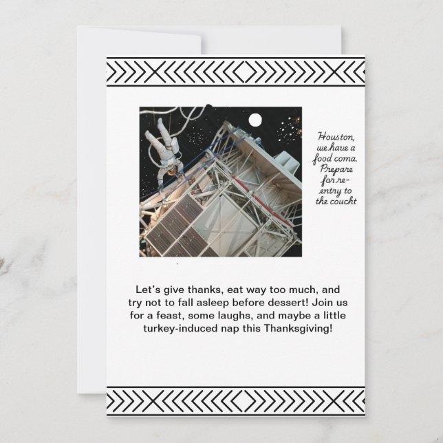 Rymdtemat inbjudningskort till Thanksgiving (Framsida)