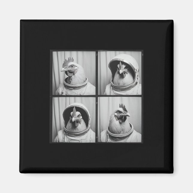 Rymdtematisk Tupp Astronaut Kyckling  Magnet (Framsidan)