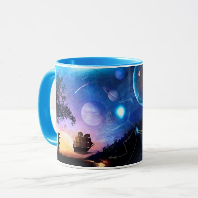 Rymdutforskning konstverk Voyager rymdfarkost Mugg (Framsida vänster)