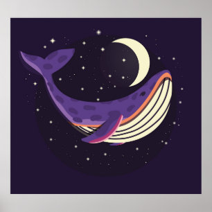 Rymdval: Färgfull illustrerad porträtt. Poster