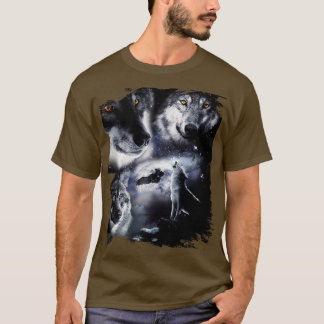 RymdVargar 3 Tre Snö Varg Howling vid Måne T Shirt