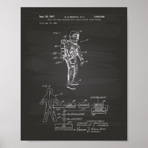 Rymdvärmeväxlare i Kostym 1967 Patentkartong Poster