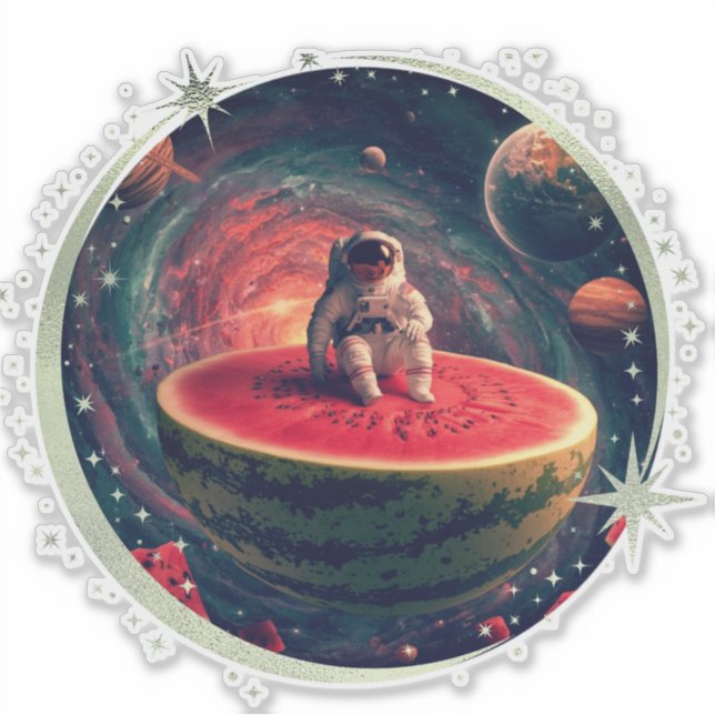 Rymdvattenmelonastronaut Klistermärken (Framsida)