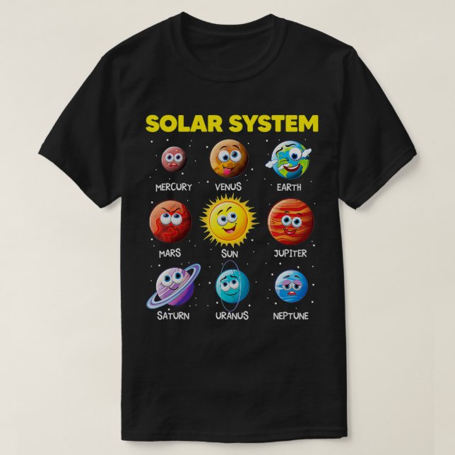 Rymdvetenskap i Cute Solar System Funny Planet Ans T Shirt (Design framsida)