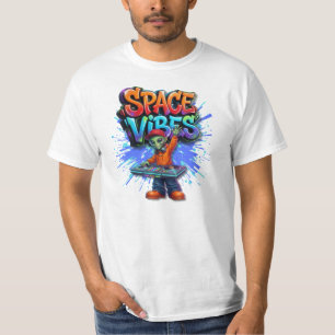 Rymdvibbar Alien DJ-musik Streetwear-design T Shirt