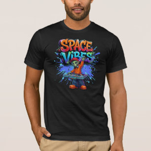 Rymdvibbar Alien DJ-musik Streetwear-design T Shirt