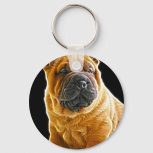 Rynkar den kinesiska Shar Pei valphunden Nyckelring