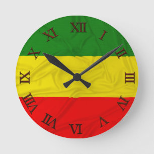 Rynkig Rastafarian flagga Rund Klocka