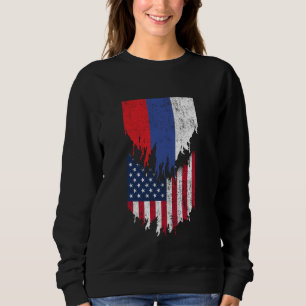 Rysk amerikansk Flaggor Ripping Torn Ryssland T Shirt