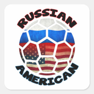 Rysk amerikansk fotbollsbuss fyrkantigt klistermärke