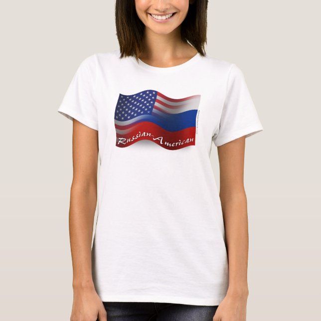 Rysk-amerikansk Wave-Flagga Tee (Framsida)