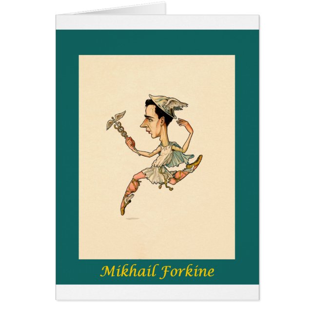 Rysk balettkarikatyr~ Mikhail Fokine Hälsningskort (Framsidan)