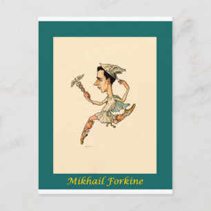 Rysk Ballet Caricature ~ Mikhail Fokine Vykort