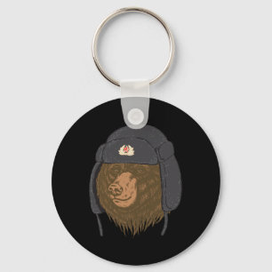 Rysk björn päls hatt - Ushanka Chapka Ussr Rysslan Nyckelring