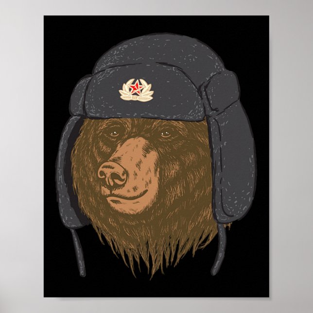 Rysk björn päls hatt - Ushanka Chapka Ussr Rysslan Poster (Framsidan)