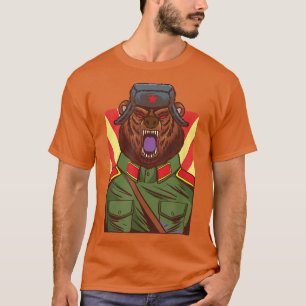 Rysk björnsoldat skriker illustrationspapp t shirt
