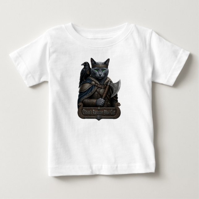 Rysk Blå Ädel Odins Katt T Shirt (Framsida)
