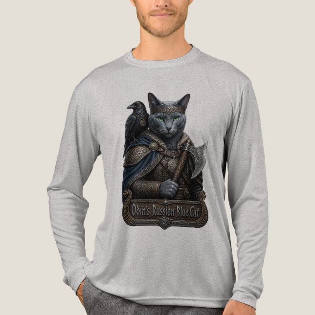 Rysk Blå Ädel Odins Katt T Shirt (Framsida)