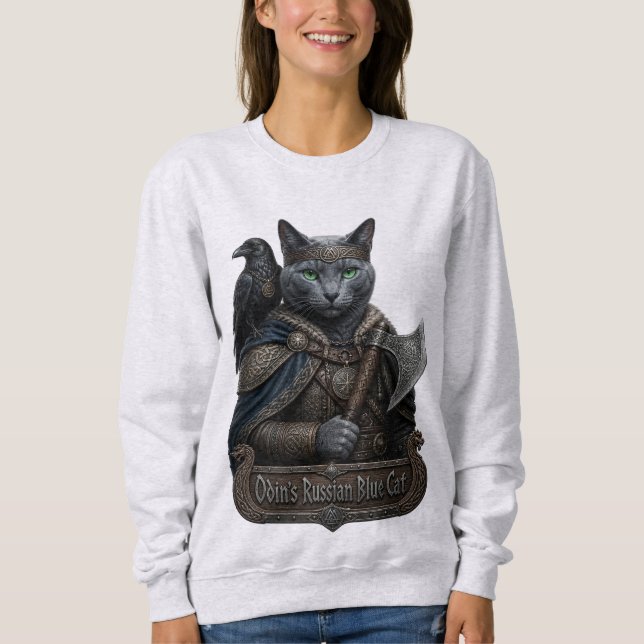 Rysk Blå Ädel Odins Katt T Shirt (Framsida)
