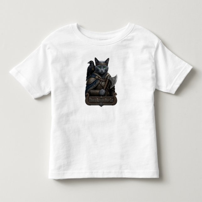 Rysk Blå Ädel Odins Katt T Shirt (Framsida)