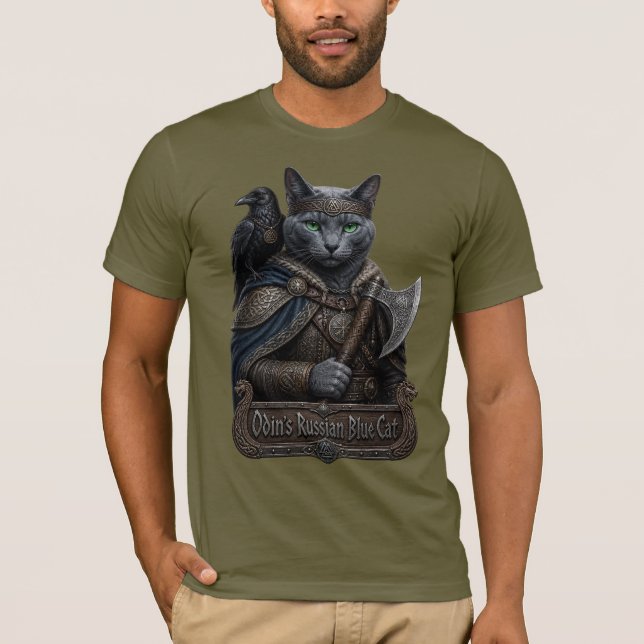 Rysk Blå Ädel Odins Katt T Shirt (Framsida)