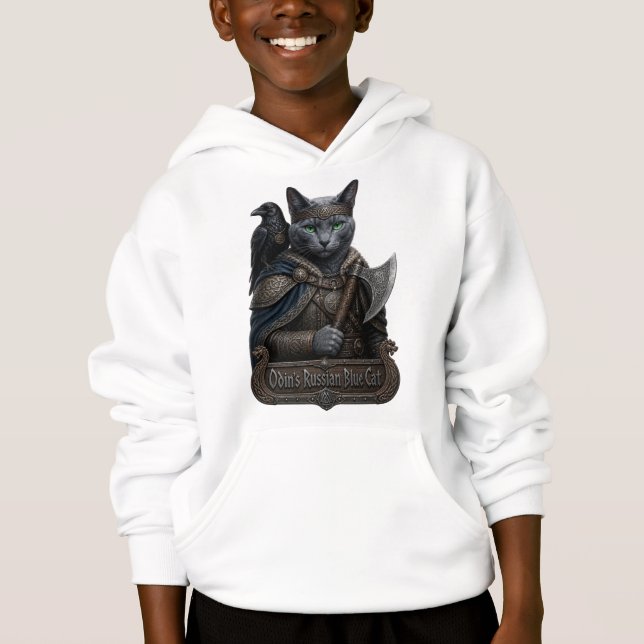 Rysk Blå Ädel Odins Katt T Shirt (Framsida)