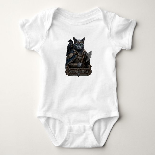 Rysk Blå Ädel Odins Katt T Shirt (Framsida)