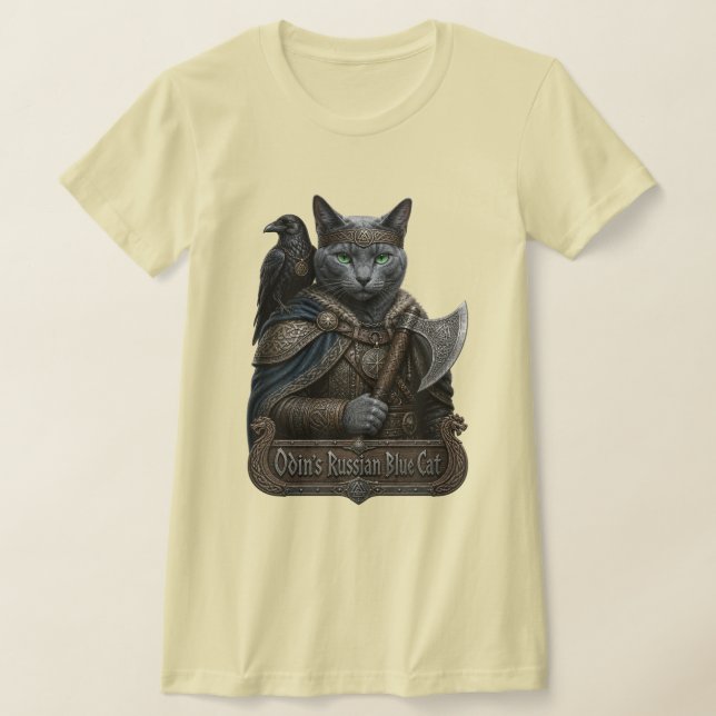 Rysk Blå Ädel Odins Katt T Shirt (Laydown)