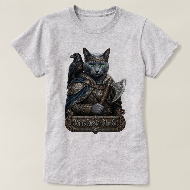 Rysk Blå Ädel Odins Katt T Shirt (Design framsida)