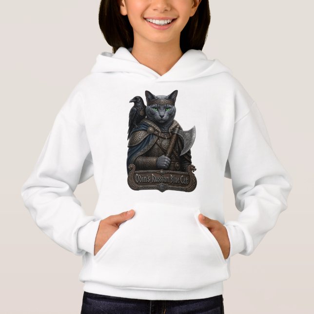 Rysk Blå Ädel Odins Katt T Shirt (Framsida)