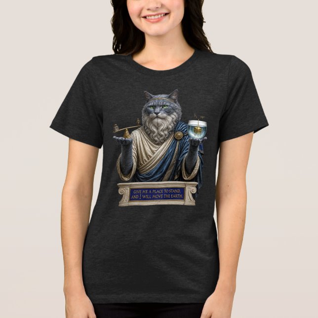 Rysk Blå Archimedes Katt T Shirt (Framsida)