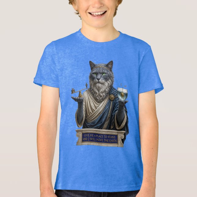 Rysk Blå Archimedes Katt T Shirt (Framsida)