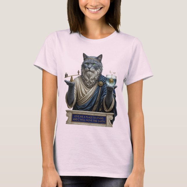 Rysk Blå Archimedes Katt T Shirt (Framsida)