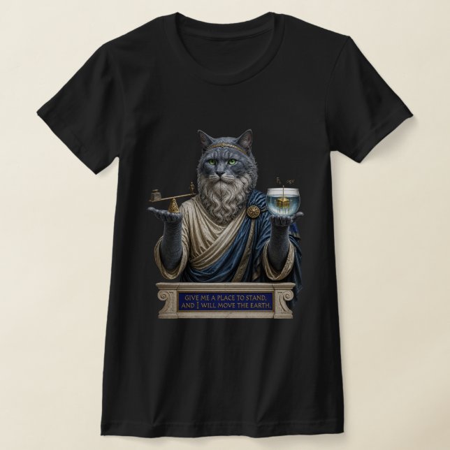 Rysk Blå Archimedes Katt T Shirt (Laydown)