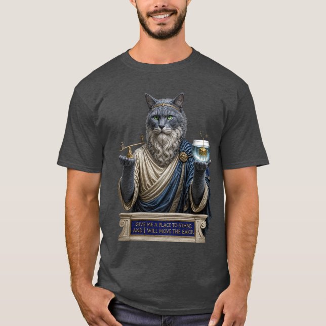 Rysk Blå Archimedes Katt T Shirt (Framsida)