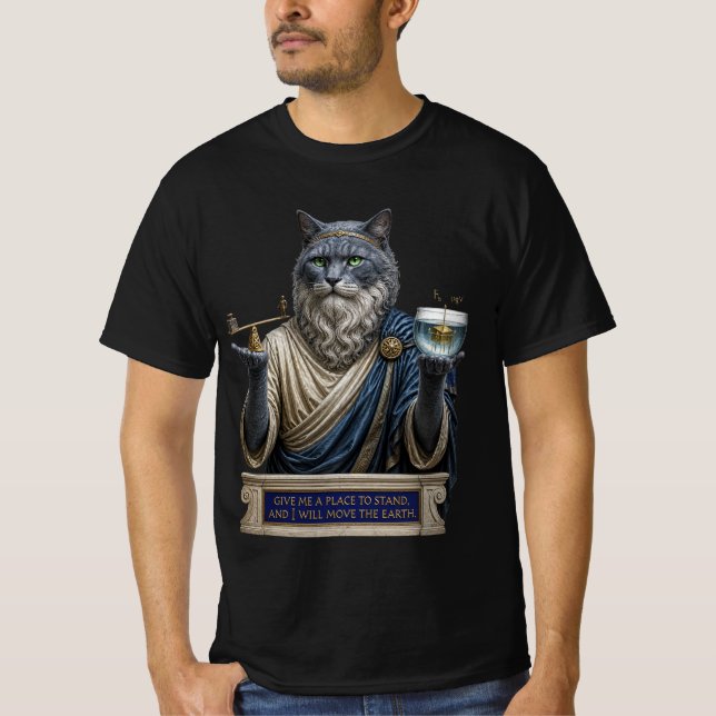 Rysk Blå Archimedes Katt T Shirt (Framsida)